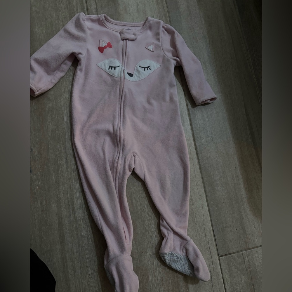 Adorable Pink Fox Kids Pajama Footie